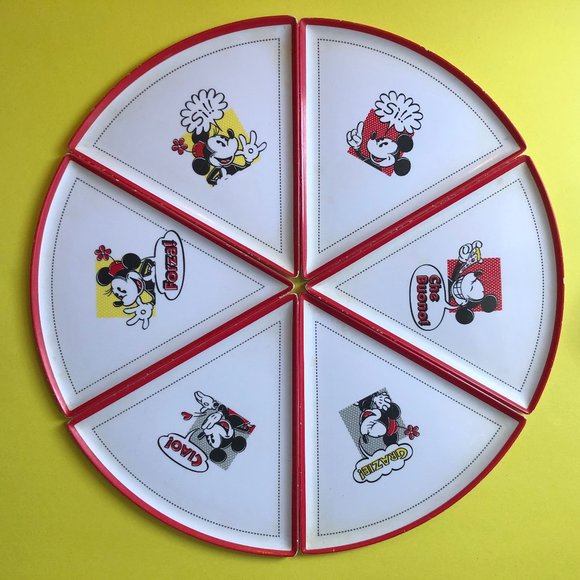 Disney Other - ONE OF A KIND Set of 6 Disney Mickey Pizza Plates